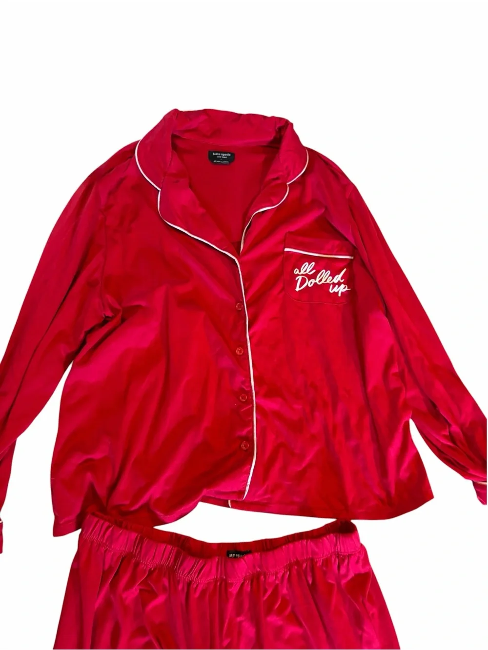 Kate Spade All Dolled Up Red Pajama Set XL Super Soft Lounge PJs